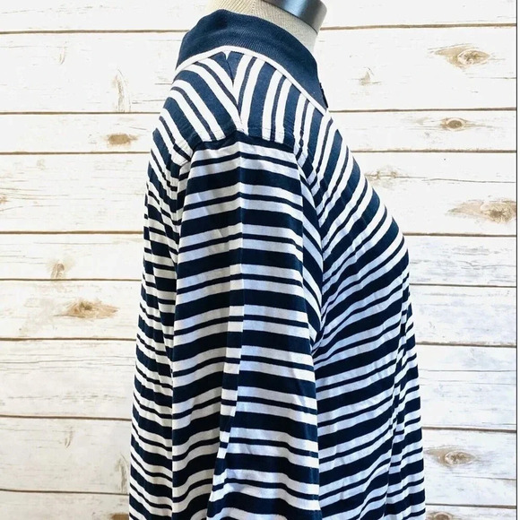 FABER Men Short Sleeve Collared Blue/White Striped Polo Style Shirt Sz Large 36 - Picture 6 of 12